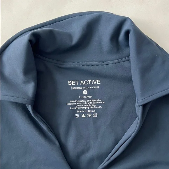 SET Active 2 Piece Luxform Workout Set - Longsleeve Bra & Leggings River Blue S - Picture 9 of 10